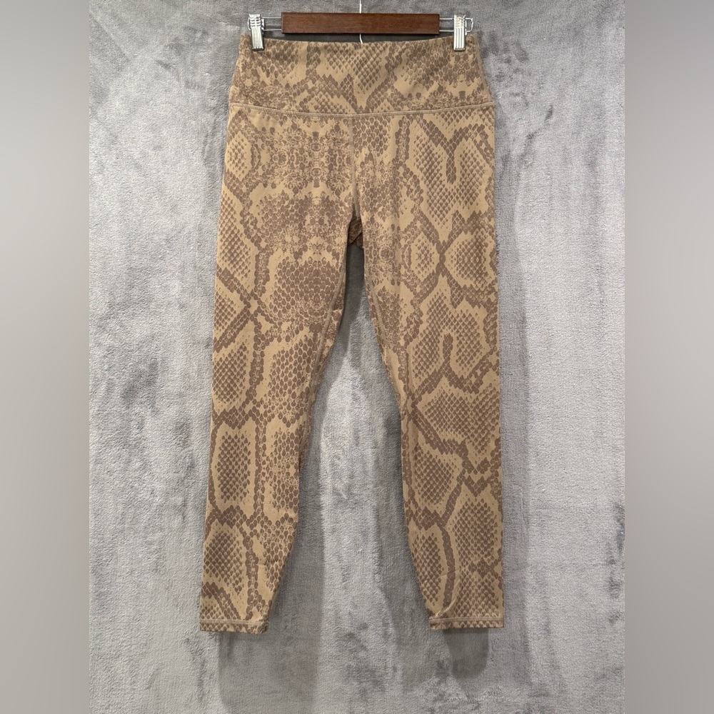 Varley Leggings Women’s Medium Snake Skin Print Brown High Rise Stretch Workout